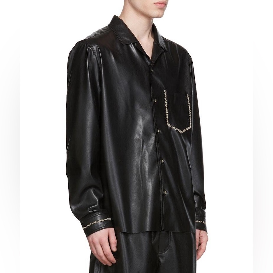 Nwt Nanushka Black Meno Vegan Leather Shirt